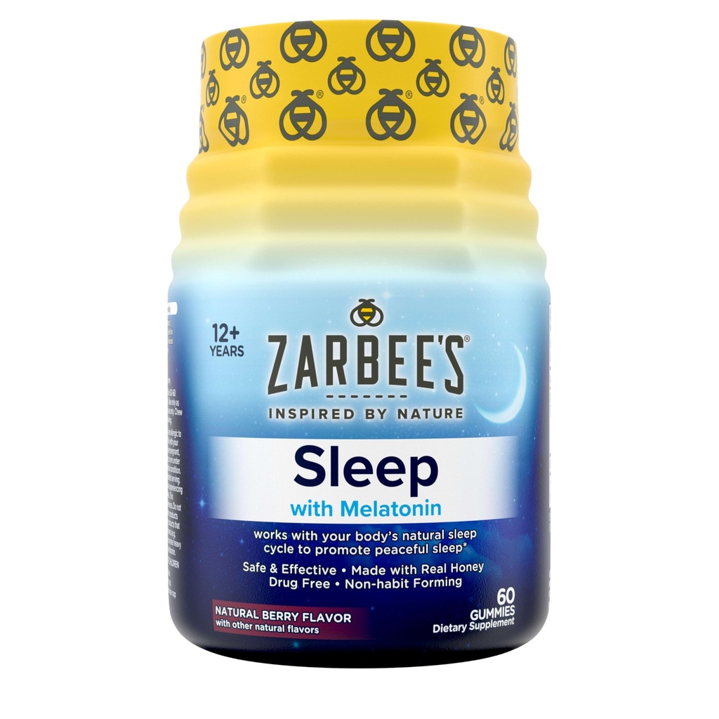 扎比的Melatonin Gummys 3mg睡眠补充品 促进和平睡眠 天然混合水果火焰 成人Gummy年龄 12 Up, 60 Counter