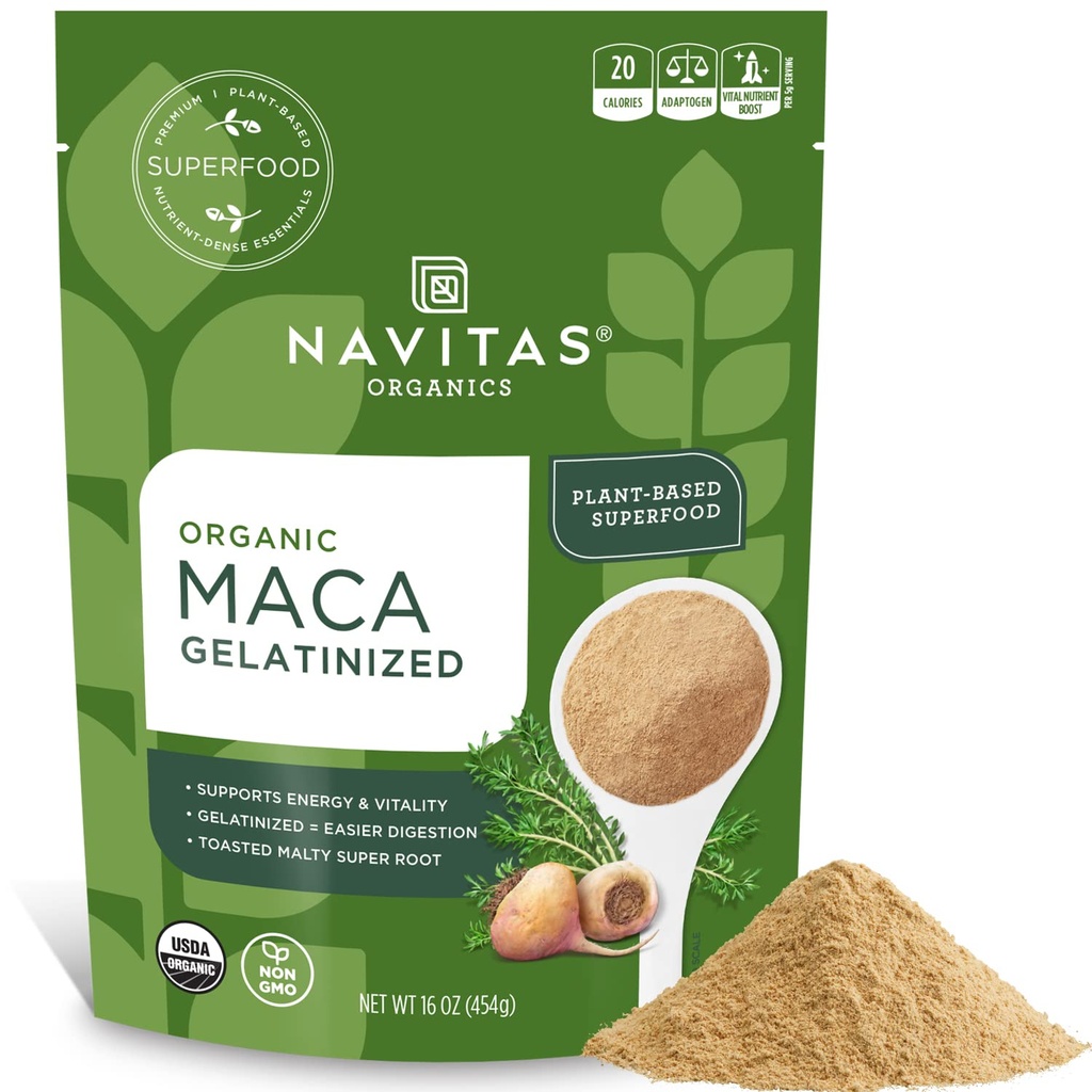 Navitas Organis Maca Gelatinized Powder, 16 oz. Bag, 90 services — Organization, 非GMO, Glluten-Free (Pack of 1) (Pack of 1) (英语).