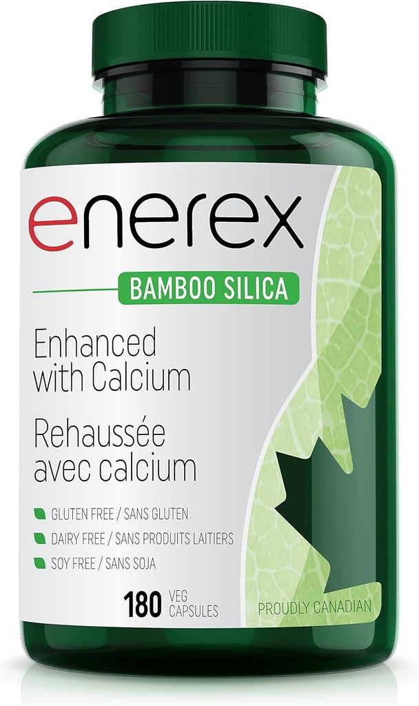 带钙的竹子西里卡(Citrate) - 180 Vegie Caps for Bone & Dental Health, 增强毛发,皮肤和钉子生长 - 植物补充,竹子提取和有机西里卡 for Welling