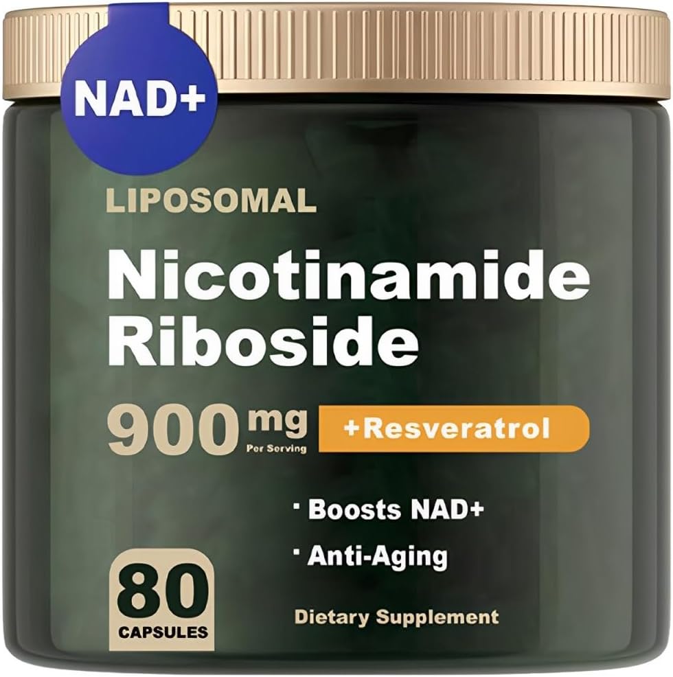 NAD 补充剂 - NAD Nicotinamide Riboside 900 mg, Resveratrol, Quercetin - NAD 补充剂 抗衰老,能源,焦点 - 80 capsules