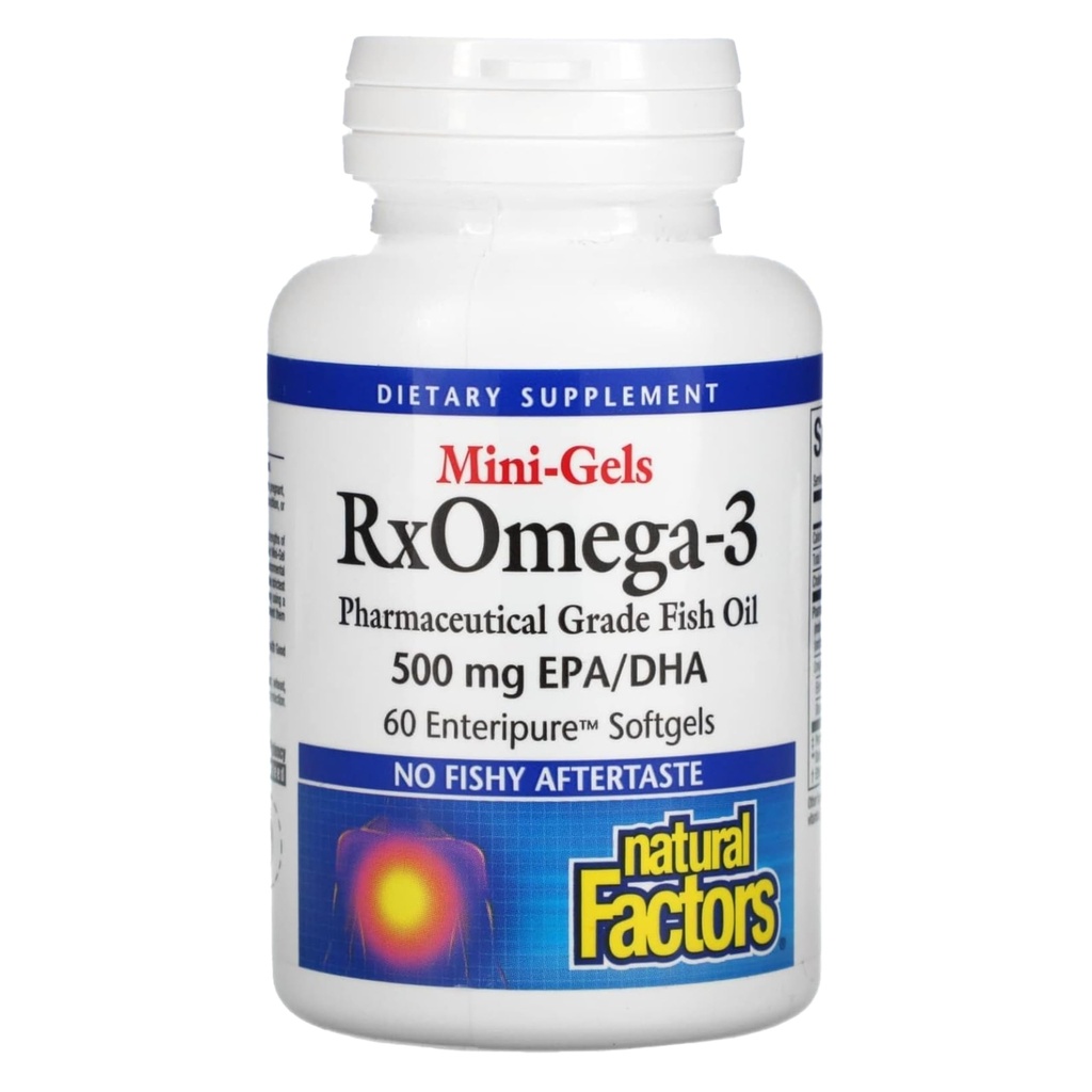 自然因素-Rx Omega-3 因素 小型宝石,EPA 350mg,DHA 140mg,支持心血管健康,60软宝石