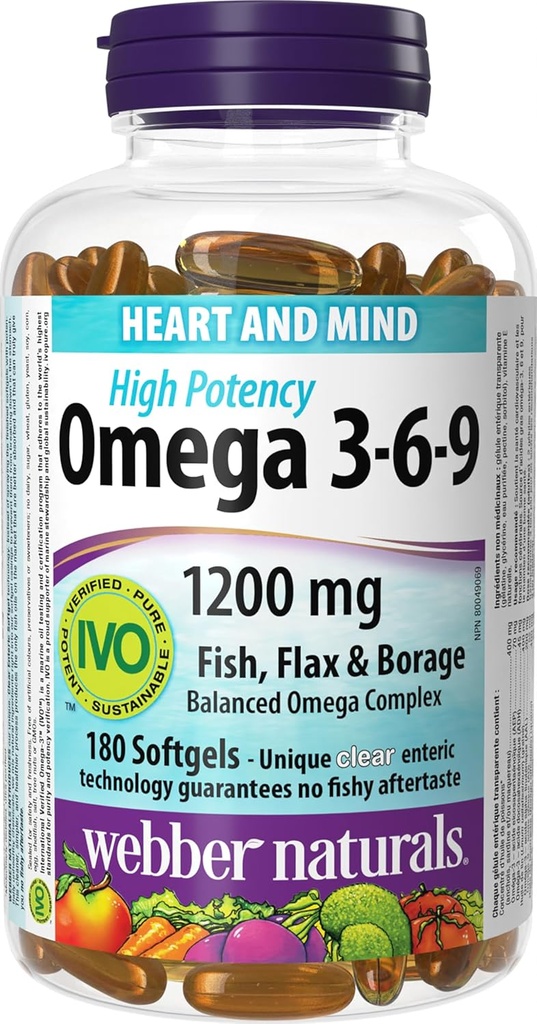 Webber 自然界 高潜力 Omega 3-6-9, 180-Count