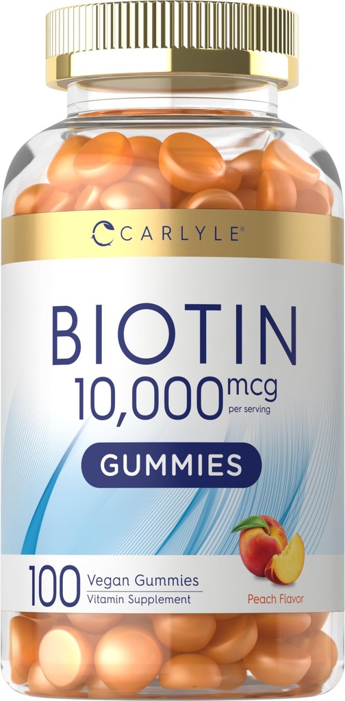 Carlyle Biotin 10000mcg Gummys | 100 Counter | Peach Flavor Supplement | Vegan, Non-GMO, Gluten Free(英语:Gluten Free) 互联网档案馆的存檔,存档日期2013-12-02.