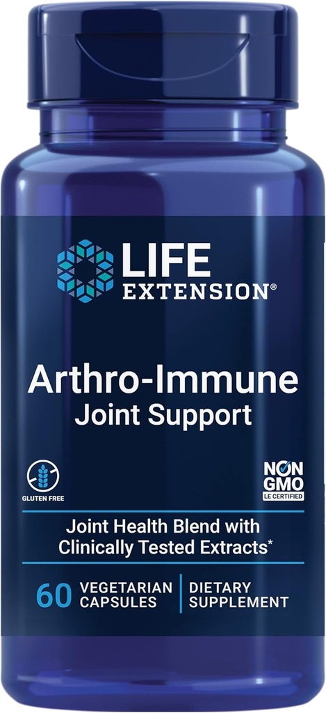 生命延伸 Arthro-Immune 联合支持、Curcumin EliteTM Turmeric 提取、Andrographis spaniculata、支持流动和灵活性、蔬菜、Gluten Free、N-GMO、60 Capsules