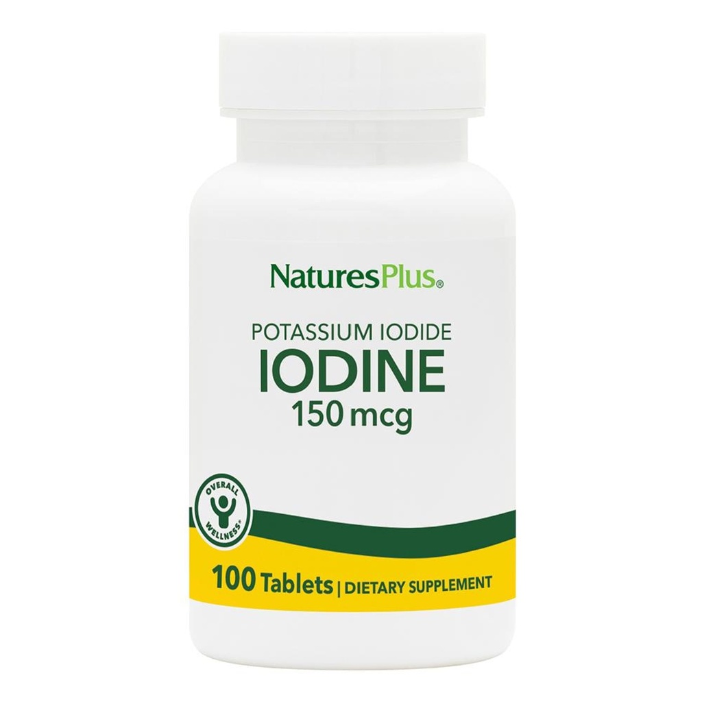 Natures Plus 碘化钾 - 150 mcg, 100 Vegan 片 - 甲状腺辅助剂 - 支持呼吸卫生 - 蔬菜, Gluten Free - 100 services