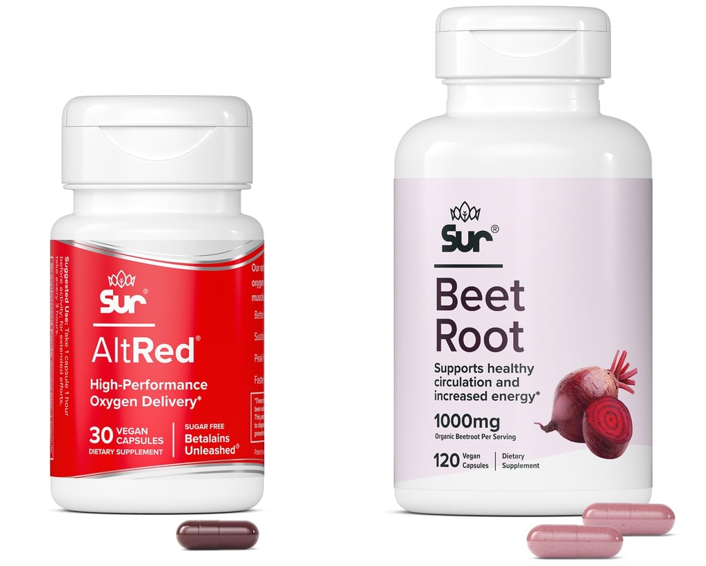 肌肉恢复和运动营养的Sur Beet Root Capsules和Sur有机 Beet Root Capsules Bundle
