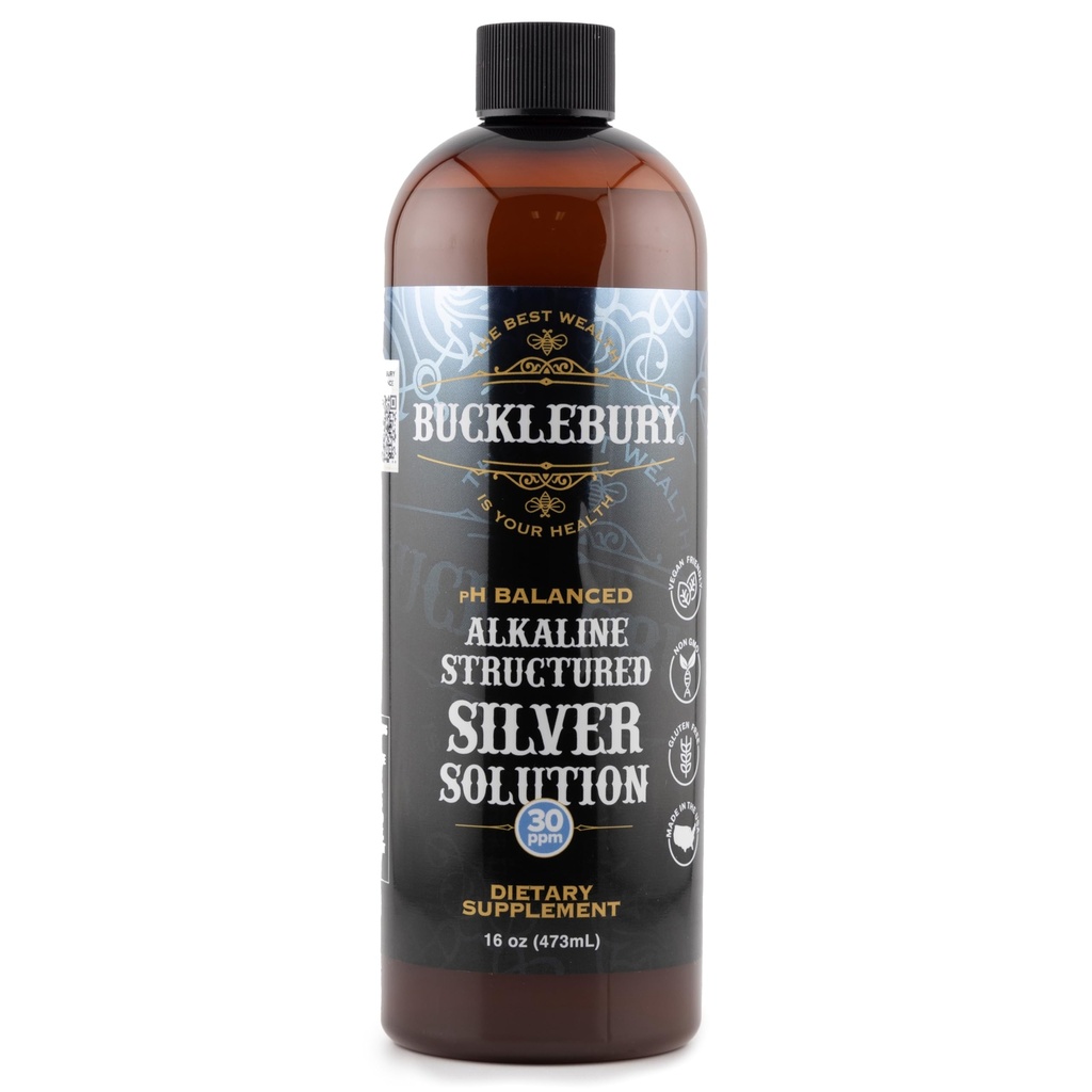 Bucklebury 银溶液 30ppm - pH 平衡天然 Alkaline 结构化 类固醇银溶液 用于免疫支持和整体健康 - Gluten 成人和宠物自由类固醇滴 - 16 Oz