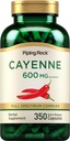 (原始内容存档于2018-09-21). Piping Rock Cayenne Pepper Capsules | 600mg | 350 Counter | 集中抽取补编 | 非GMO, Gluten Free