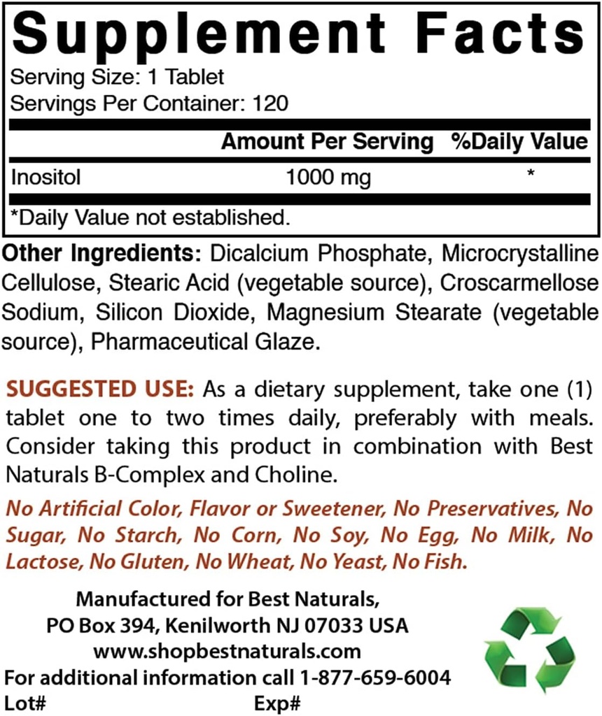最佳天然素 Inositol 1000mg & L- Theanine 200mg