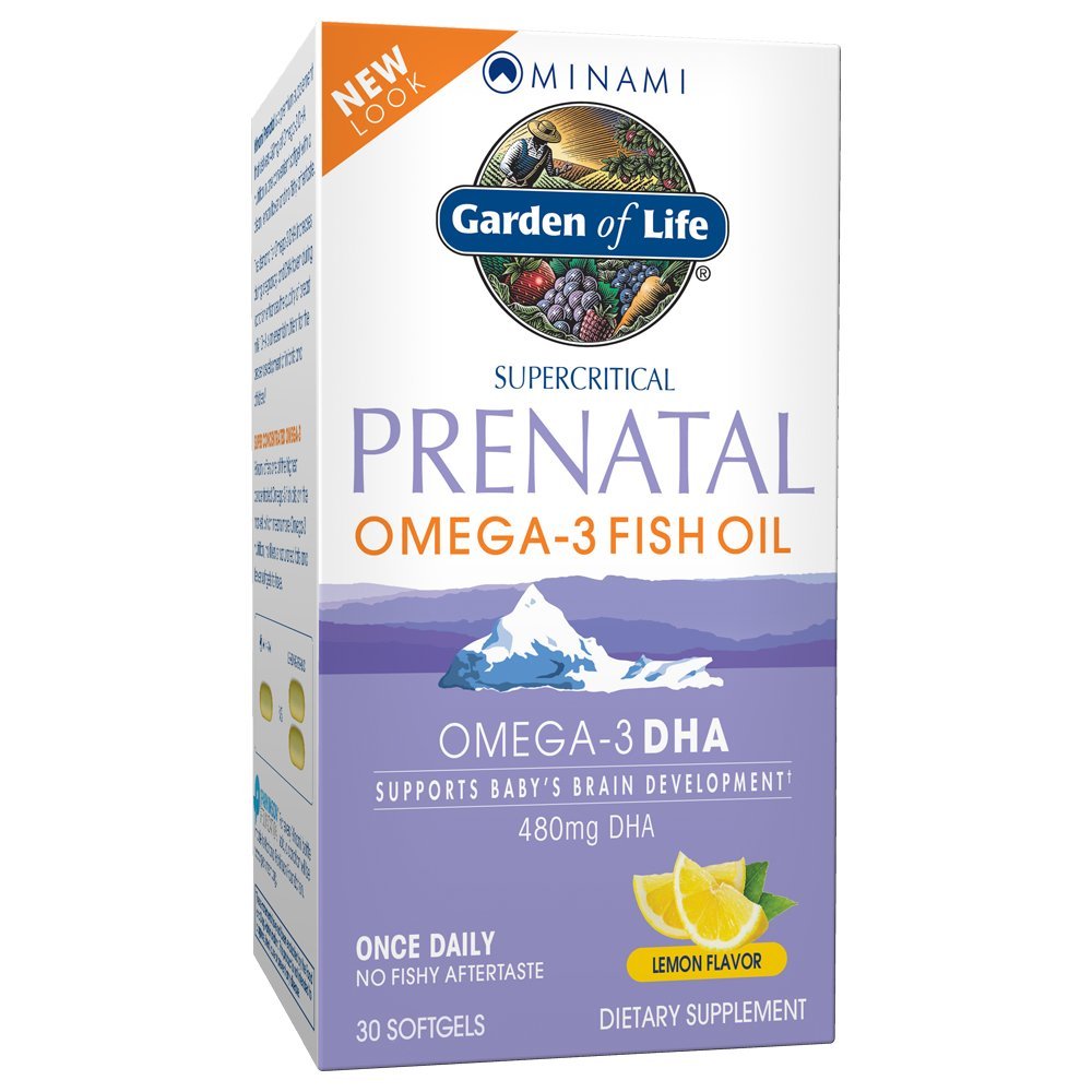 生命花园 产前 DHA Omega 3 鱼油补充剂 - Minami自然产前,柠檬,30软胶