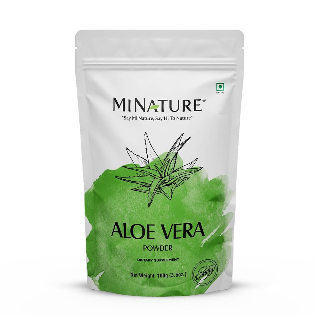 Mi Nature 100% Aloevera Powder (Aloe Barbadenis) 100g (3.5 oz) |纯 Aloe Vera 叶粉 | DIY为皮肤,健康与发型.