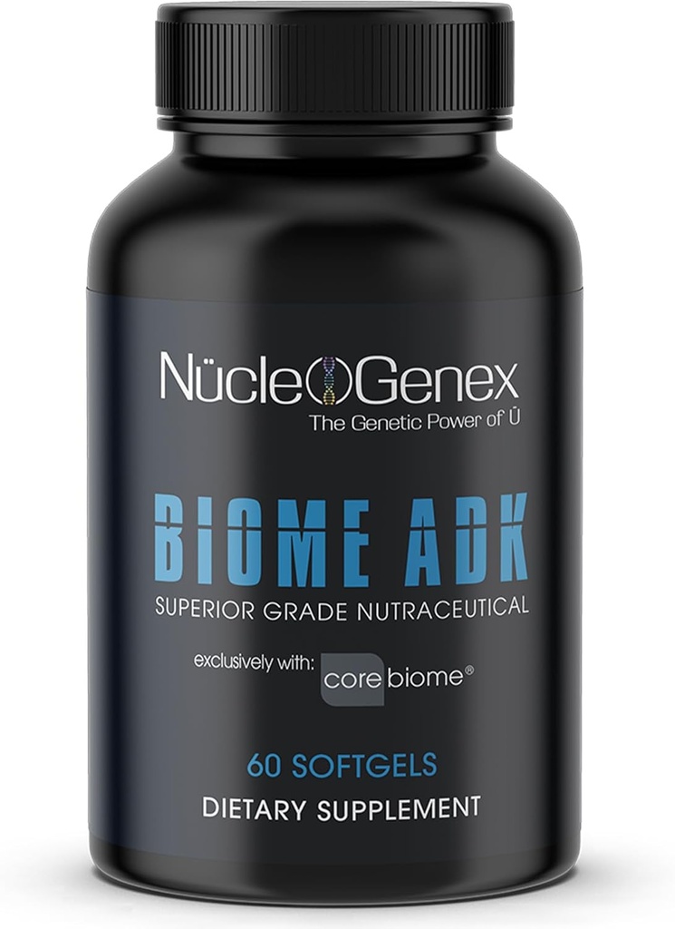 Biome ADK - Gut Health & Energy Boost 补充 CoreBiome Tributyrin - 支持Gut障碍,Mitochondrial Active,健康重量和花量平衡 - 1-3 Capsules Daily - 60 Counter