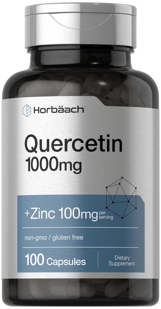 Horbäach Quercetin 1000 mg | 100 Capsules | | 100 mg Zinc | Non-GMO, Gluten Free Supplement | 高概率公式