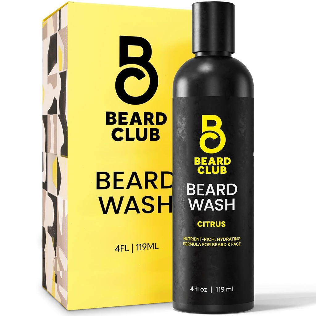 熊熊俱乐部 Citrus Beard & Face Wash – All-in-one cleanser, Softens & Nourishes Facial Hair, 水合物 & Cleans Skin, Paraben & Sulfate - Free(无硫酸盐)