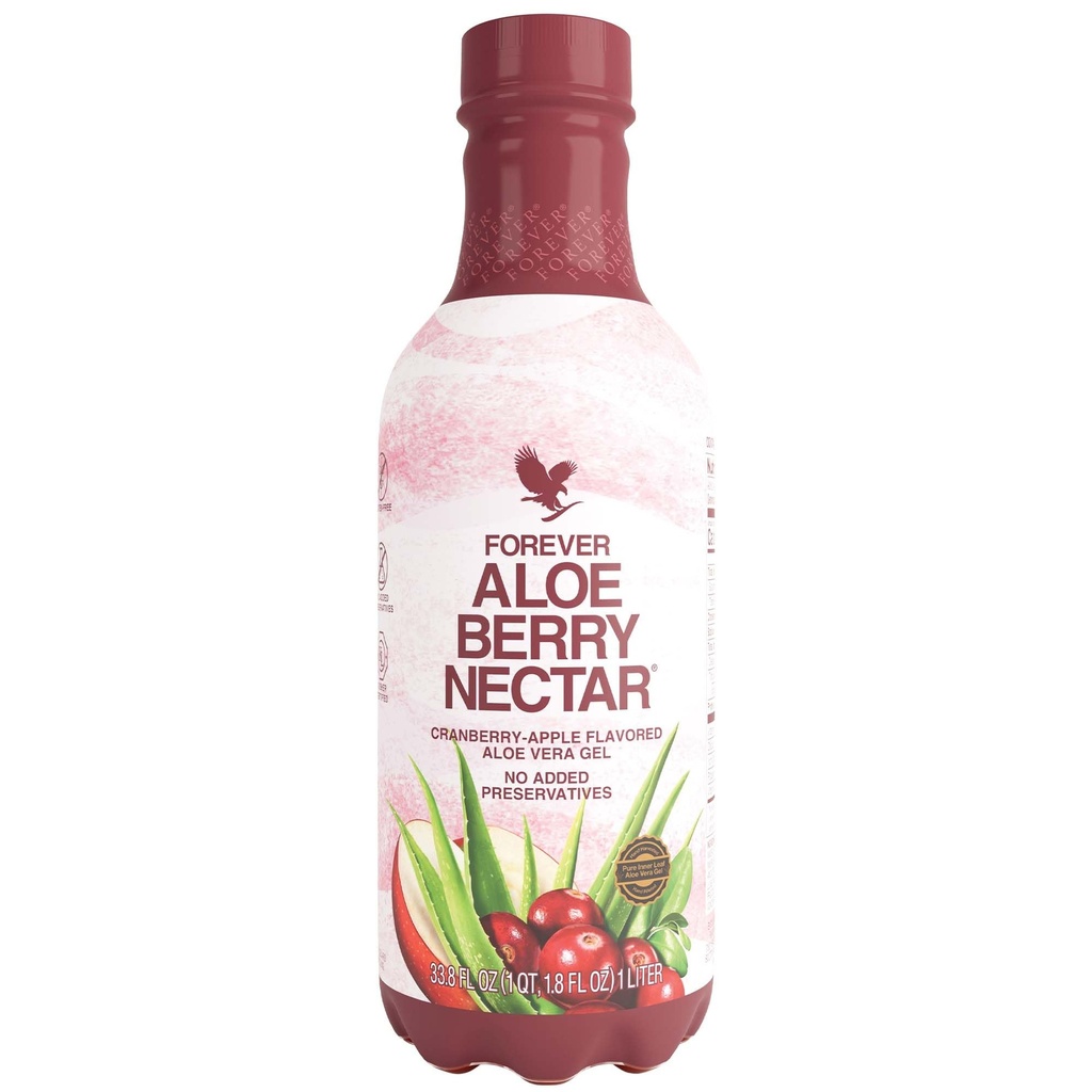 永生 - Aloe Berry Nectar,90.7%纯Aloe Vera Gel 配有Cranberry和苹果,无添加防腐剂,1L (Pack of 1)