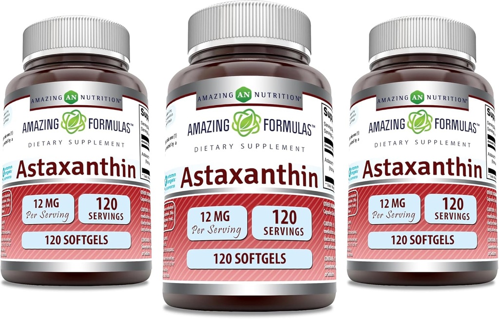 惊人的公式 Astaxanthin 12 mg 软胶 补充 QQ 非 GMO QQ Gluten Free (120 Counter QQ 3 Pack)