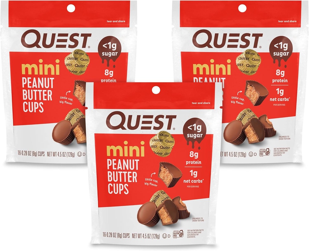 素食营养迷你花生酱杯,高蛋白,低碳,Gluten Free, 16 Counter (Pack of 3)