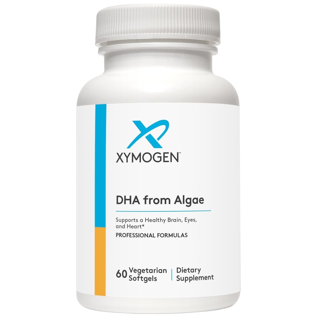来自藻类的XYMOGEN DHA - DHA Omega-3 补编 - 支持大脑,眼睛,心脏+免疫健康(60软胶)