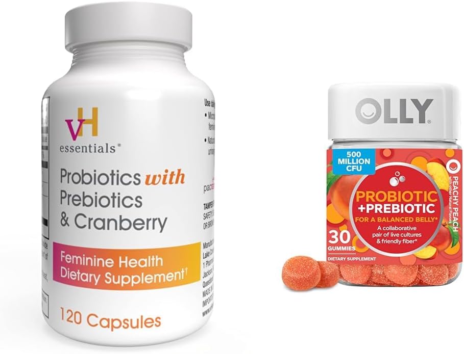VH 配有预生素和Cranberry女性保健包的亲生素 配有OLLY 亲生素 + Prebiotic Gummy 消化剂和Gut 健康