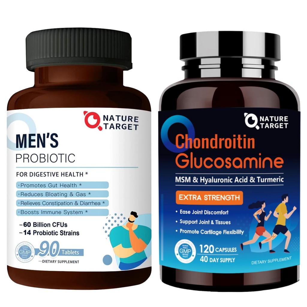 NATURE TARGET 男子护理的良药,Glucosamine Chondroitin MSM,联合支助补编,无壳鱼