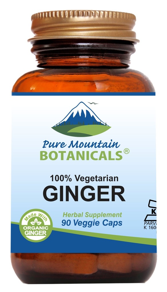纯山地植物学 姜汁 Capsules - 具有1000mg有机姜根补充剂的Kosher Vegan