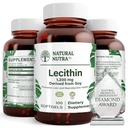 Natural Nutra Soy Lecithin 1200 mg 饮食补充剂 - 大脑功能,肝脏健康,肝脏乳房健康,记忆促进补充剂 - Gluten-Free,BPA-Free,可回收玻璃瓶中的100个软胶
