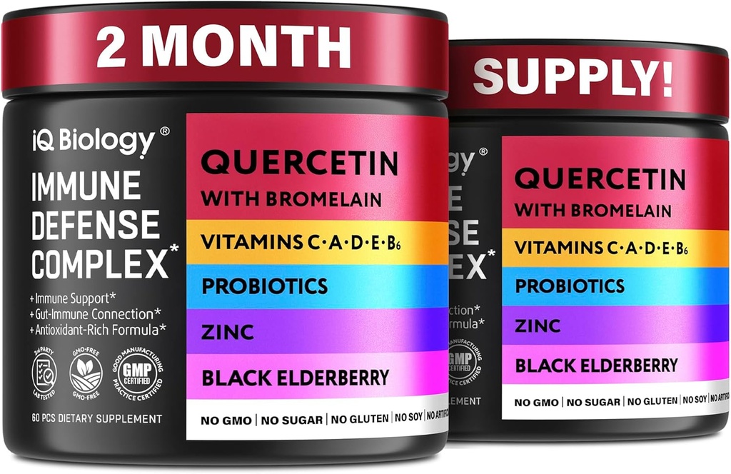与布洛米莱因的u素- 用于免疫支持的Premium Quercetin Bromelain Capsules * - 布洛米莱因 Quercetin 补编 - 非 GMO Quercetin - 2 pack (120 Capsules)