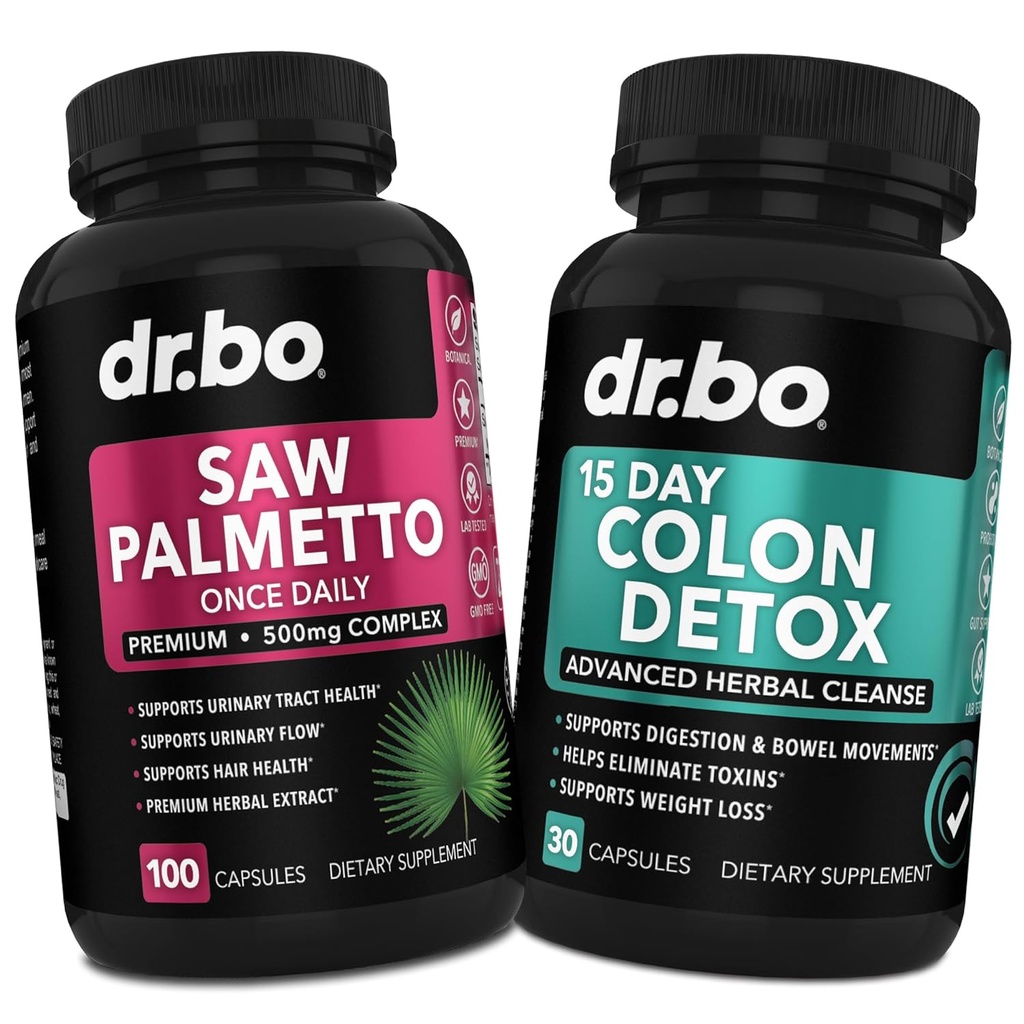 Saw Palmetto for Women hair Lost & Colon Cleanser - DHT Blocker for Women Growth and 15 Day Colon Cleanse Intestinal Detox Pills - 纯Saw Palmetto 头发损失补充鲍尔运动 Capsules