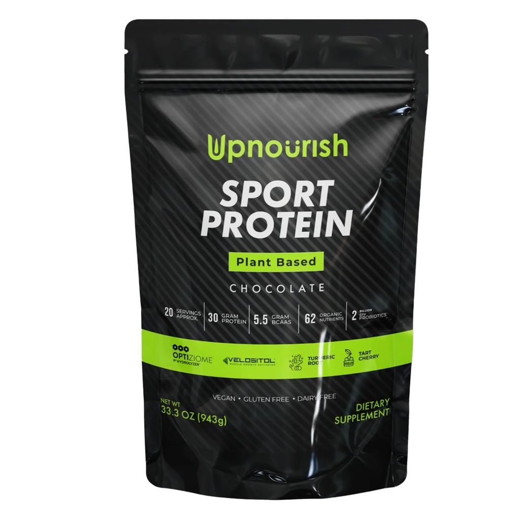 Vegan Sport蛋白粉巧克力20服务 — 30g Plant 基于蛋白, VELOSITOL, BCAs, 有机绿色和水果, Probiotics, Tart Cherry 用于工作后恢复, 通知体育认证 Keto