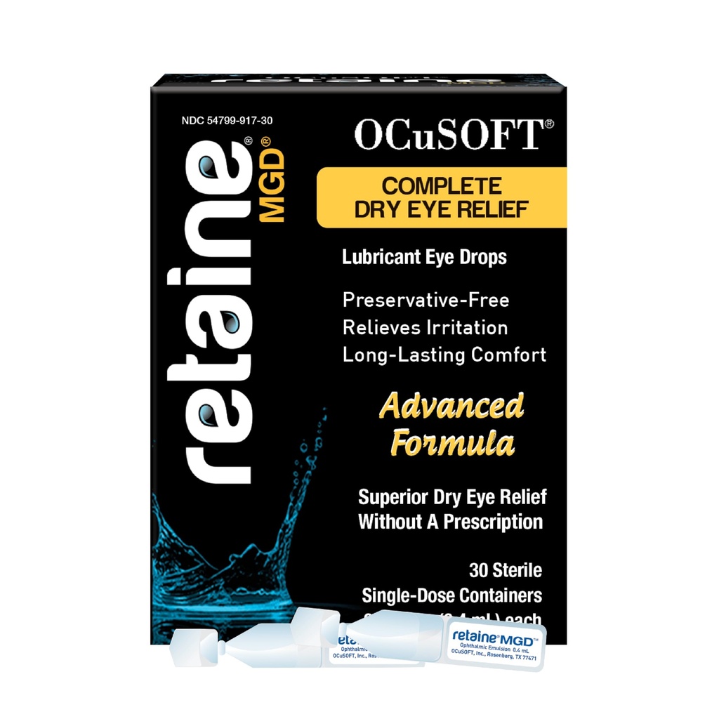 OCuSOFT 保留 MGD 眼膜增生 - 完全干眼减肥 - 苏打红和刺激眼 - 30个防腐-无单用途的伯爵容器 - 0.01 Fl Oz