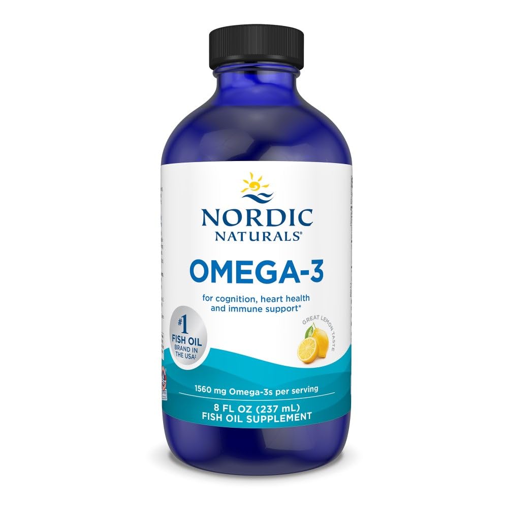北欧自然学Omega-3,Lemon Flavor - 8 oz - 1560 mg Omega-3 - 鱼油 - EPA & DHA - 免疫支持,脑和心脏健康,最佳健康 - 非GMO - 48 服务