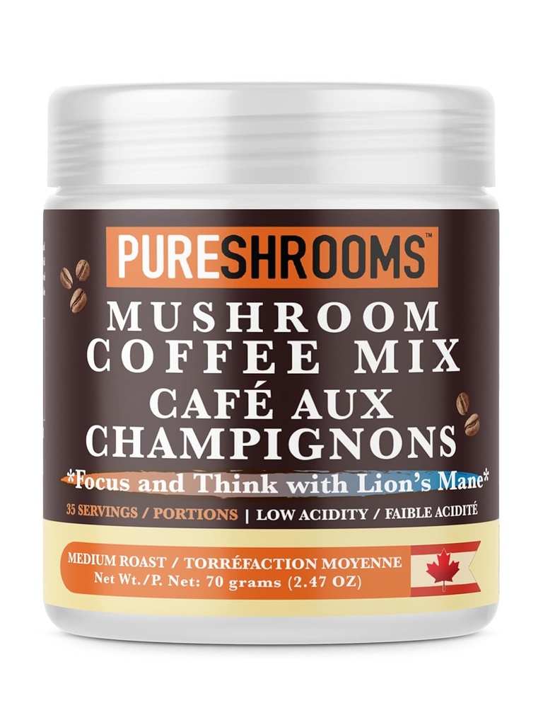 Focus & Think Instant Mushroom Coffee with Ultra Community's Mane Mushroom Extraction for Brain boost - 增强焦点,清晰度,以及浓度 - Net Wt. 70g/2.47 oz