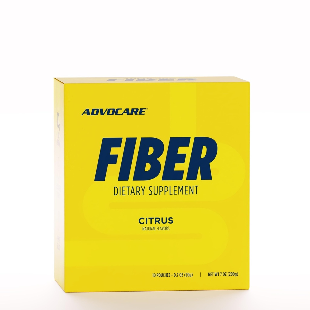 AdvoCare Fiber饮食补充剂 - 含溶性与不溶性纤维的每日纤维粉补充剂 - 纤维混合剂 包括Psyllium Husk & Citric Acid - 支持消化性健康* - Citrus, 10个邮袋