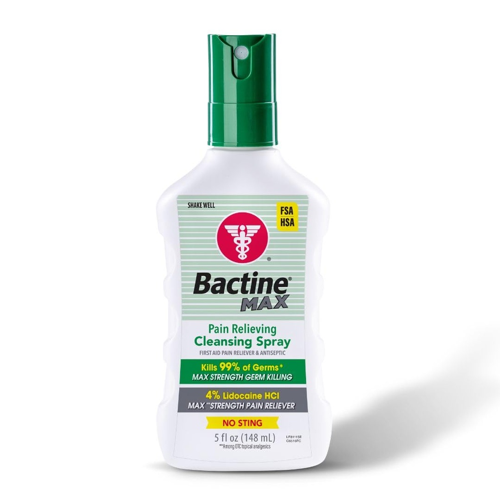 Bactinine Max Pain 解禁利多卡因的抗化剂喷洒,急救疼痛 + 减轻痒痛,无刺,杀99%的Germs*,5oz