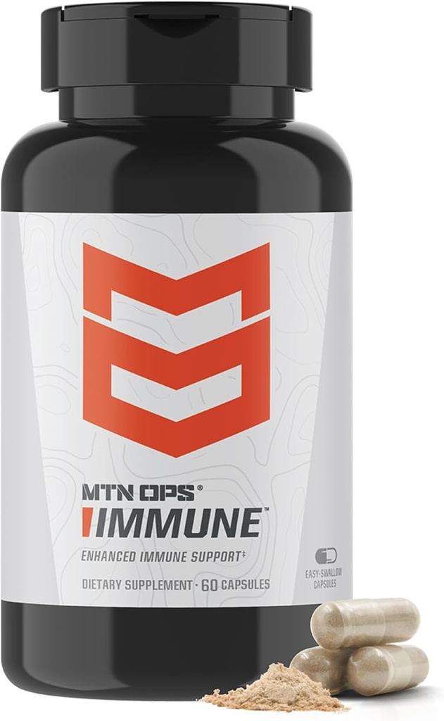 MTN OPS ImmuneTM Capsules Daily Immune 支持维生素D,维生素C,锌,老莓,艾奇纳恰和抗氧化剂 - 60 易吞Capsules - 30 服务