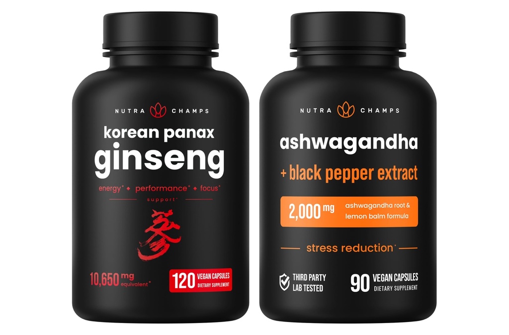 NutraChamps 韩国金森卡普尔和Ashwagandha 卡普尔2包装套装