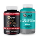 Qunol CoQ10 100mg Softgels, 3X Better Absorption 4 Month Supply + 120 Count Magnesium Glycinate Capsules 420mg, High Absorption Magnesium Supplement, 180 Count