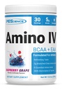 PE Science Amino IV BCAA 和 EAA 粉末、基本氨基酸、陶林、用于水分和肌肉恢复的电解剂、男女无糖、后工作-草莓葡萄-30种服务