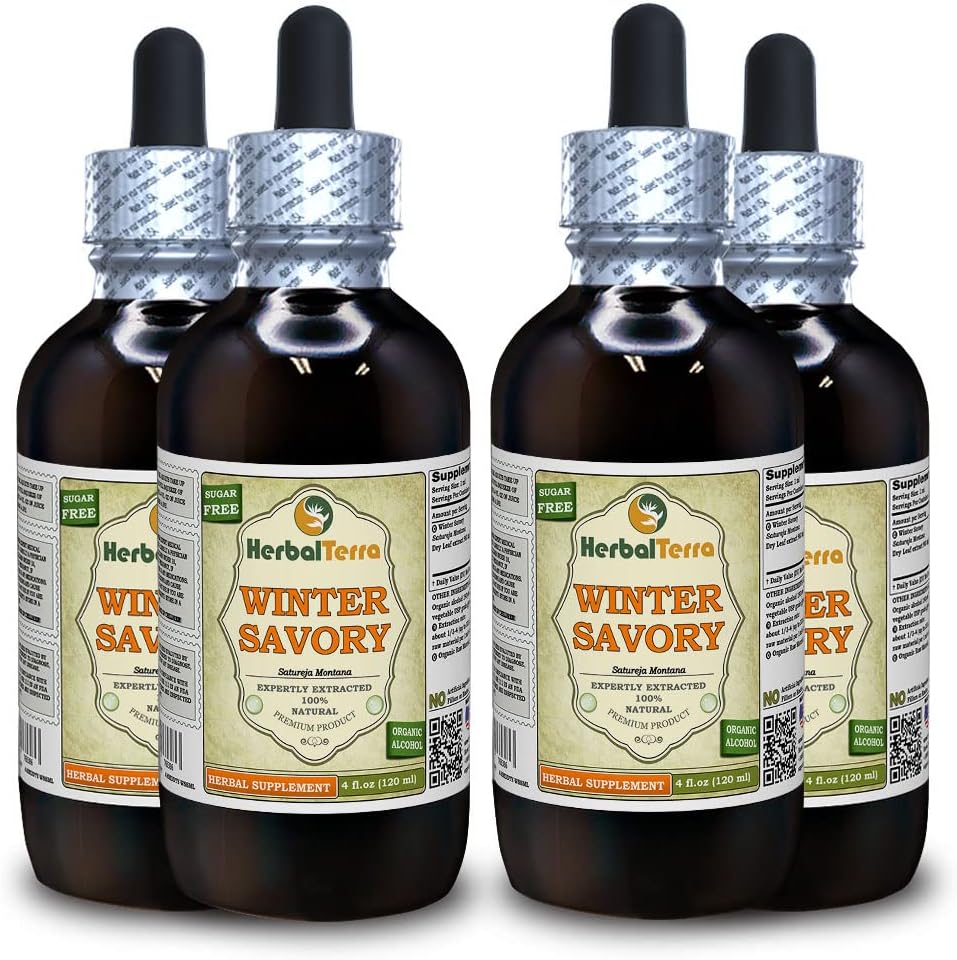 Winter Savory (Satureja Montana) 丁香,有机干叶液体提取物(Brand name:Herbalterra, Proudly in USA) 4x4 fl.oz(4x120 ml)  Organic香(4x120 ml)