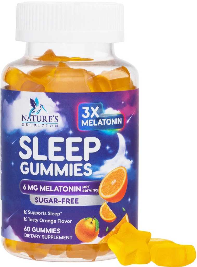 - 6毫克Melatonin 成人睡眠Gummys、超强睡眠Gummy补充、偶尔睡眠支持补充、6mg Gomitas para Dormir - 60