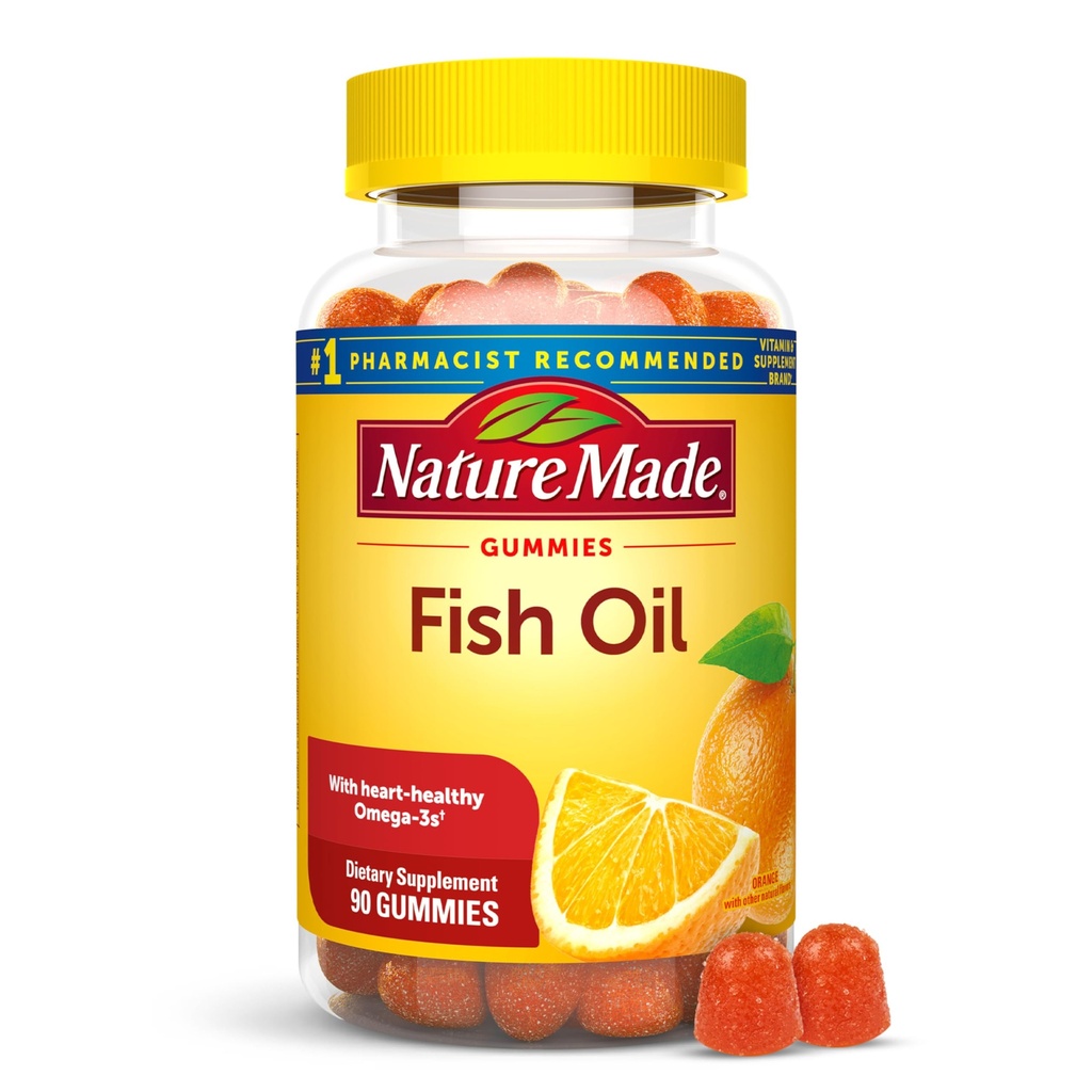 自然制造鱼油 Omega 3 Gummys,Omega 3 Fish Oef 补充品,健康心脏支持,90 Gummys,45天供应