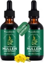 2 Pcs 肺部健康有机液体穆莱因提取补充剂 - Vegan,无添加剂 Bronchial Clease for Health Support - 2 fl oz Mulein Drops