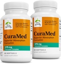 Terry自然CuraMed 375mg - 脑和免疫健康支持的抗氧化剂补充剂 - 配有Curcumin & Turmeric 基本油的饮食补充剂 - 草药肝脏支持 - 60 Softgels (Pack of 2)