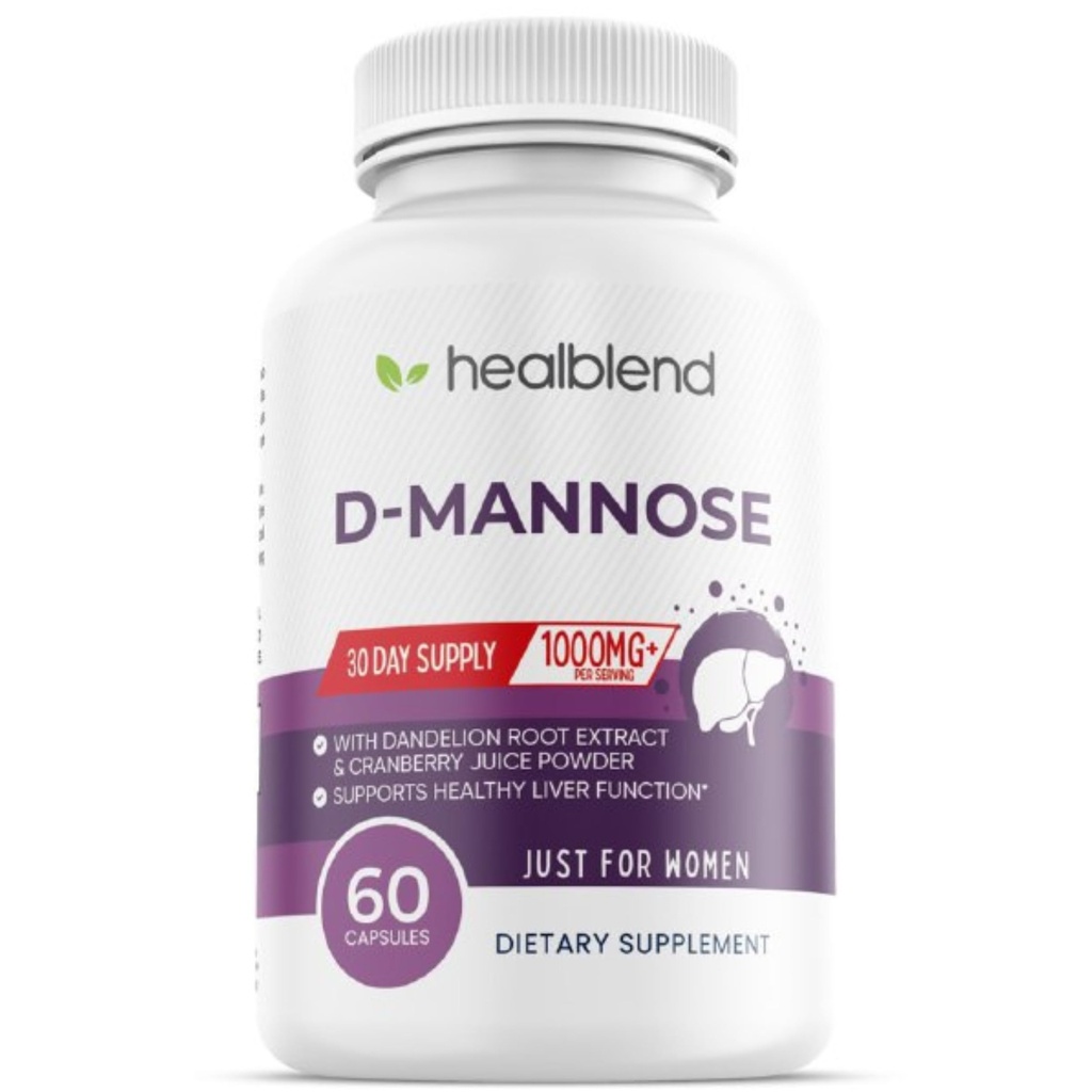 D-Mannose 1000 mg Capsules 配有 Cranberry Juice Powder, Hibiscus, 和 Dandelion 提取器 - 30天供应尿道切除术健康