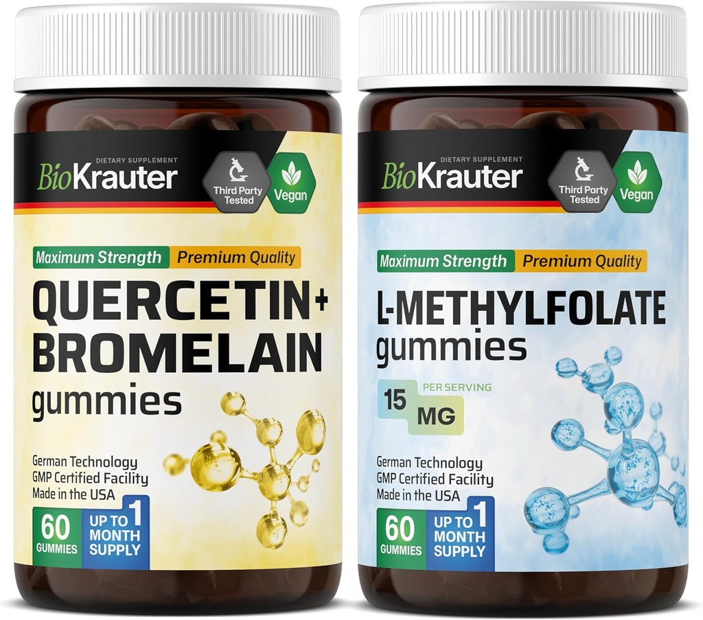BIO KRAUTER 与Bromelain 60 Gummys & L-Methylfolate 60 Gummys 共聚氯乙烯