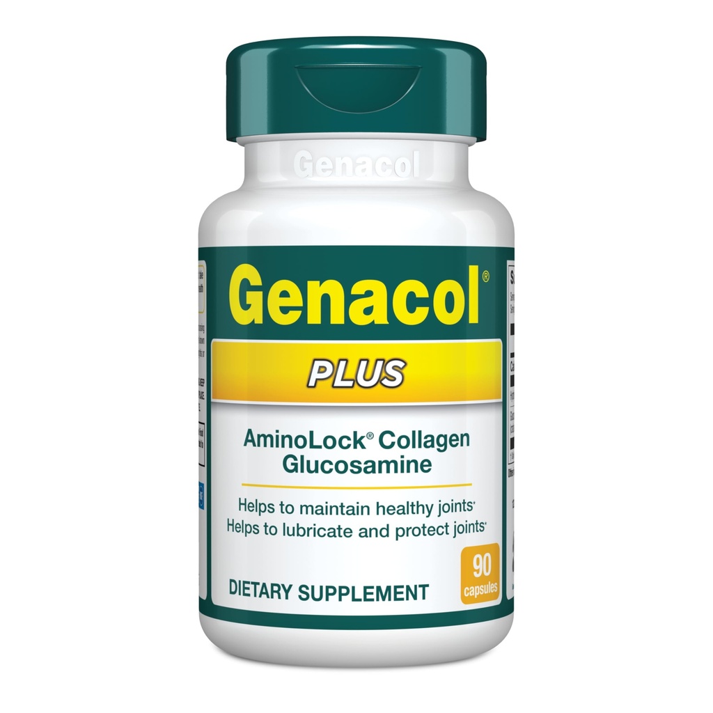 Genacol Plus – Glucosamine and Collagen Supplement, Ultra-Hydrodrolyzed Collagen Peptides, Eases 联合运动,维护卡蒂拉奇,90 Capsules (30日供应)