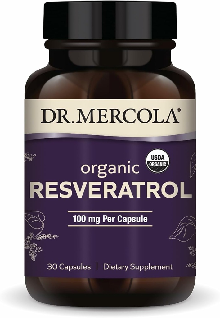 Mercola Organic Resveratrol博士 - 100毫克细胞和心血管支持 - 99.9 % Trans-resveratrol - 来自日本 Knotweed - 30 Capsules (30名服务员)