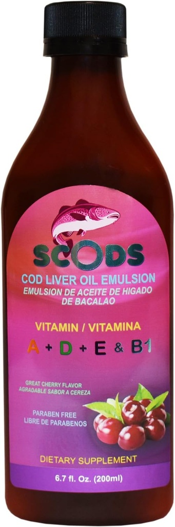 肉桂酸(Emulsion de Scods Cereza Cod Liver Oil Emulsion Cherry 200ml) 维生素A + D + E 和 B1