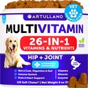狗多维特敏可与Glucosamine 26 成 1 - 狗维生素和补充剂 - 狗的高级和小狗多维特敏 - 宠物联合支持健康 - 豁免,流动,古特皮 - 120 Chews