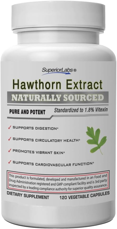 高级实验室 Hawthorn Berry 300mg, 纯非GMO, Additive-Free Hawthorn Capsules, 高概率循环和血压支持, 解放胸痛, 消化援助, 120 Veg Caps